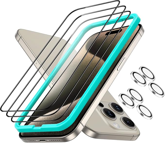 ESR 3+2 Pack for iPhone 15 Pro Screen Protector, Full Coverage Ultra-tough by ESR
