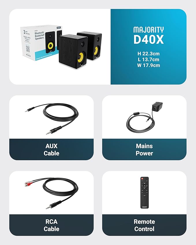 Majority Powered Bluetooth Bookshelf Speakers | Studio Monitors Speaker Set | - Image 7