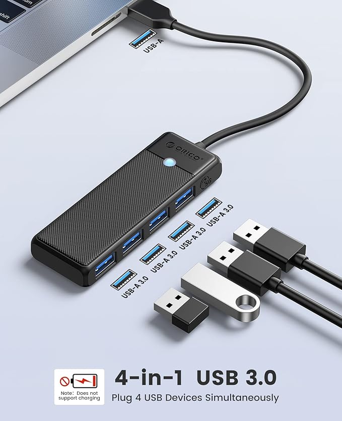 ORICO USB 3.0 Hub, 4-Port USB Hub, Ultra Slim USB Splitter - Image 2