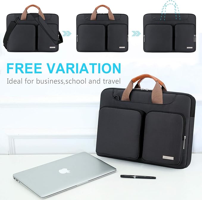 Lacdo 360° Protective Laptop Shoulder Bag, 14 inch Computer Bag - Image 5