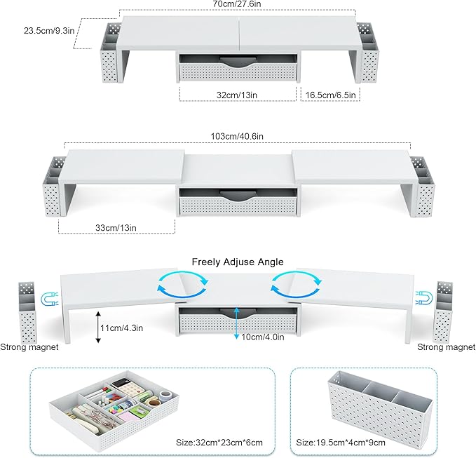 Spacrea Metal Desk Organizers and Accessories, Dual Monitor Stand Riser - Image 5