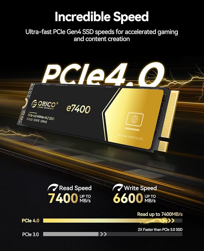 ORICO 2TB NVMe SSD PCIe 4.0- Up to 7400MB/s, M.2 SSD 2280 PCIe 4.0X4 Internal - Image 3
