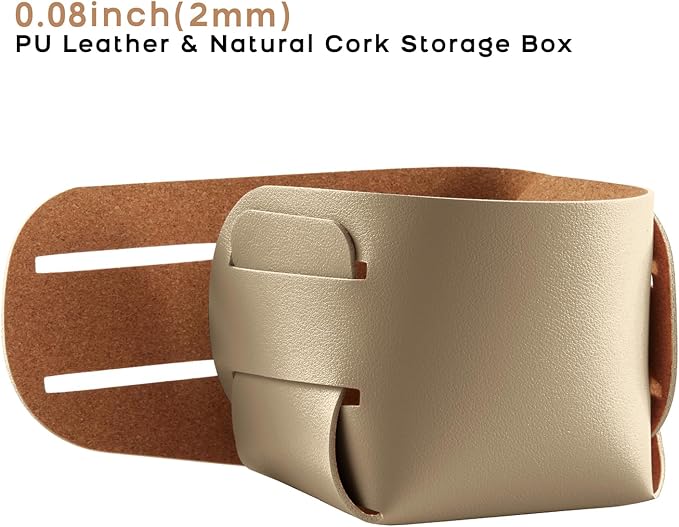 HOMIEAZICOZI 2-Pack Cork Leather Desk Accessories Storage - Image 2