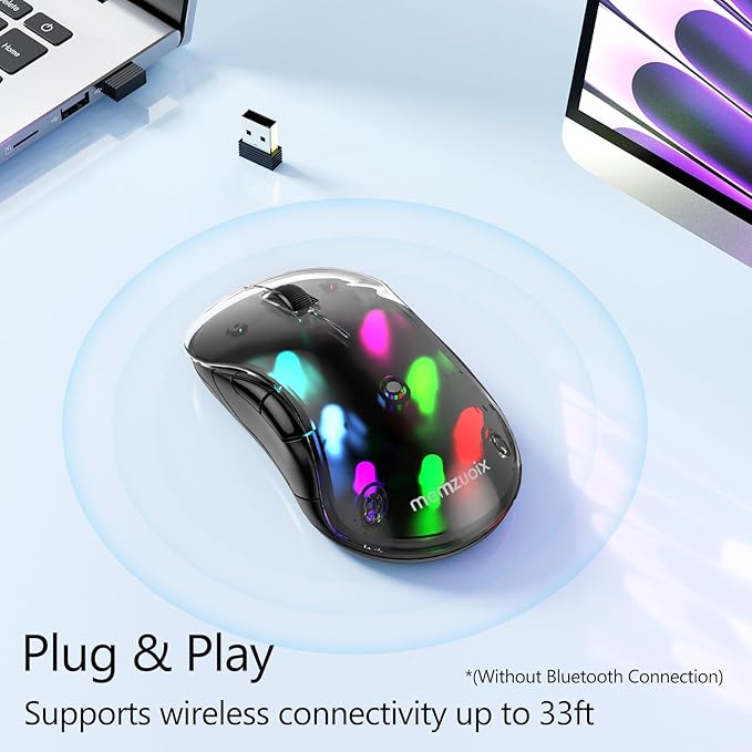 memzuoix 2.4G LED Wireless Mouse, Rechargeable Ergonomic Mouse - Image 3