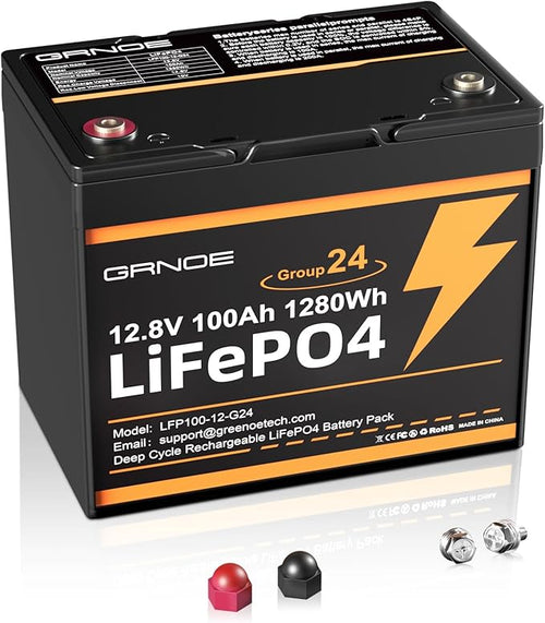 12V 100Ah LiFePO4 Automotive Battery, 15000+ Deep Cycles, 100A BMS, 21.9lb by GRNOE