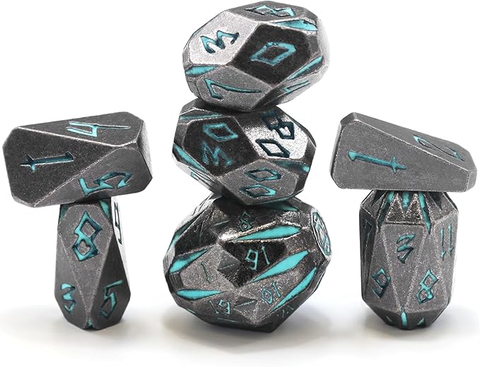 Dungeons and Dragon Dice of 7, Metal Dice Set D and D Polyhedral DND Dice Set by FONVGOGO