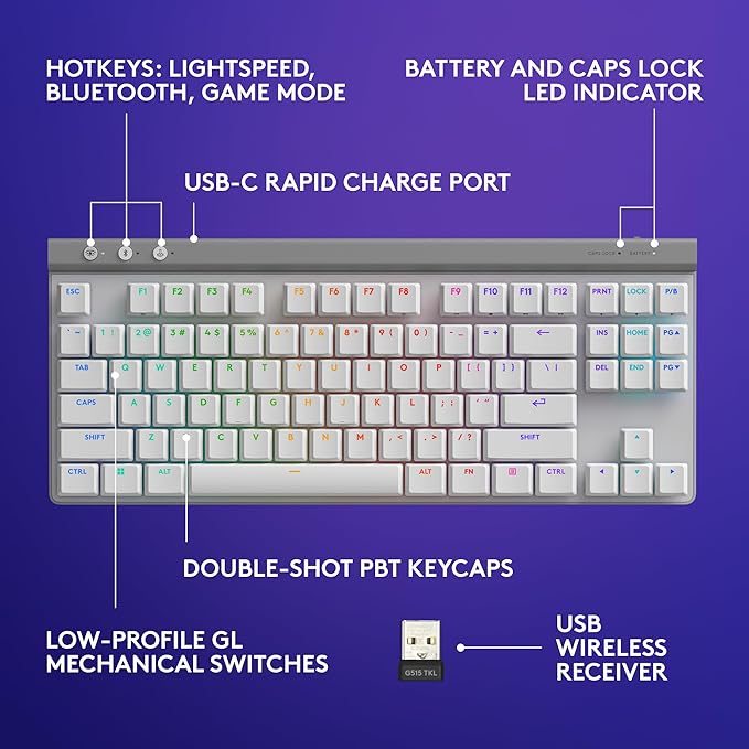 Logitech G515 Wireless Gaming Keyboard TKL, LIGHTSYNC RGB, Thin Tenkeyless - Image 6