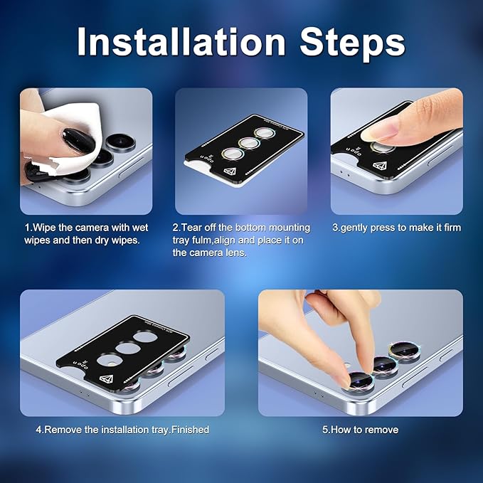 for Samsung Galaxy S25 Camera Lens Protector, Individual Metal Ring Tempered - Image 6