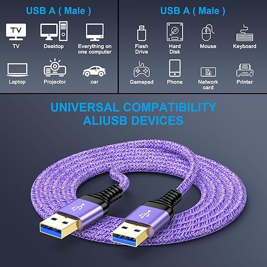USB to USB Cable, 6FT USB 3.0 Male to Male Type A to Type A Cable Data Transfer - Image 4