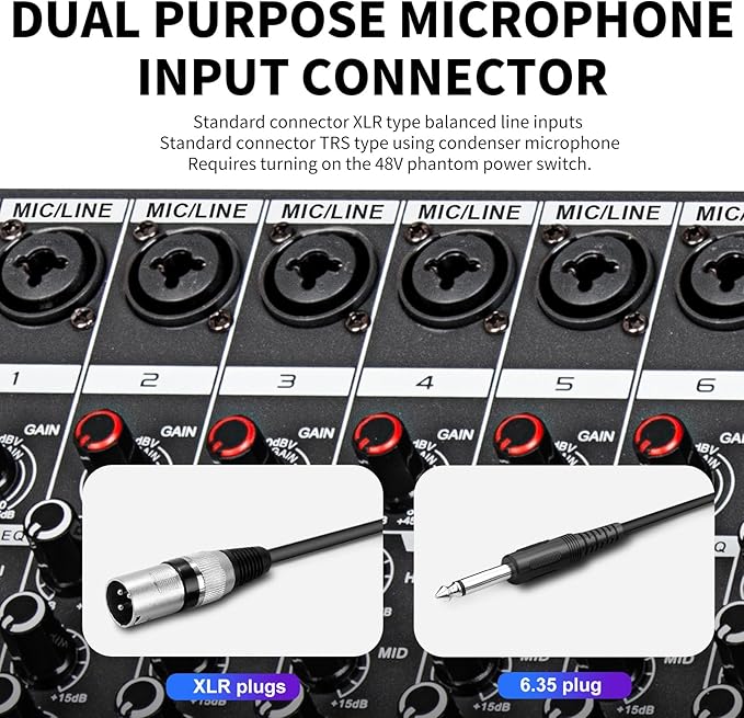 Depusheng MX8 8 Channel Sound Mixer Audio Mixing Console 48V 256DSP - Image 5