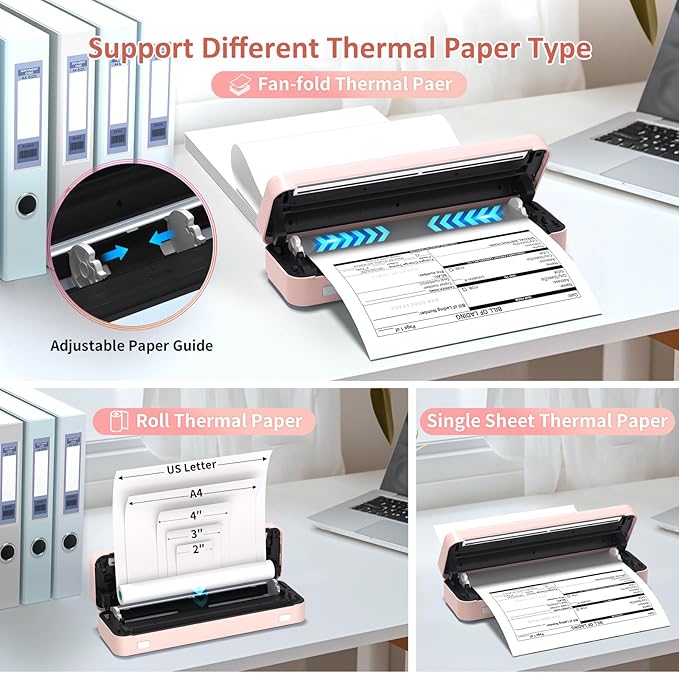 Inkless Portable Printer for Travel, Wireless Thermal Printer Supports 8.5 x 11 - Image 7