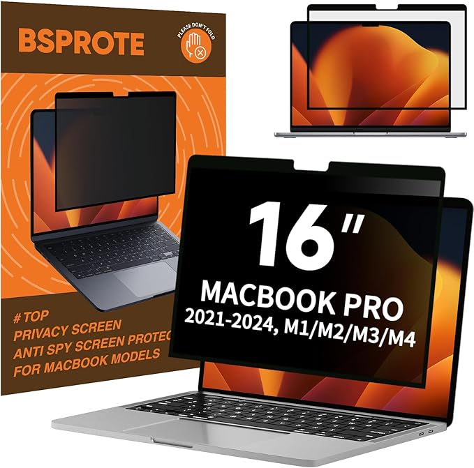Privacy Screen for MacBook Pro 16 Inch, Removable Anti-Spy Filter for Mac Pro by BSPROTE