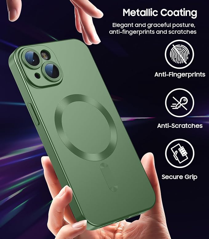 Magnetic for iPhone 14 Case Slim Soft Silicone Bumper Shockproof Metallic - Image 5