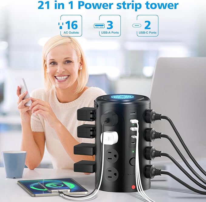 Surge Protector Power Strip, Desk Charging Station - Image 3