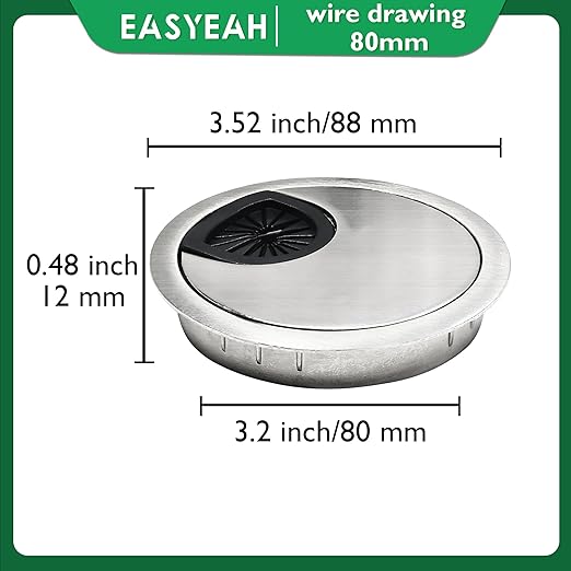 2 Pcs Desk Grommet 3-1/8" / 80 mm, Desk Cord Hole Cover, Cable Grommet Metal - Image 6