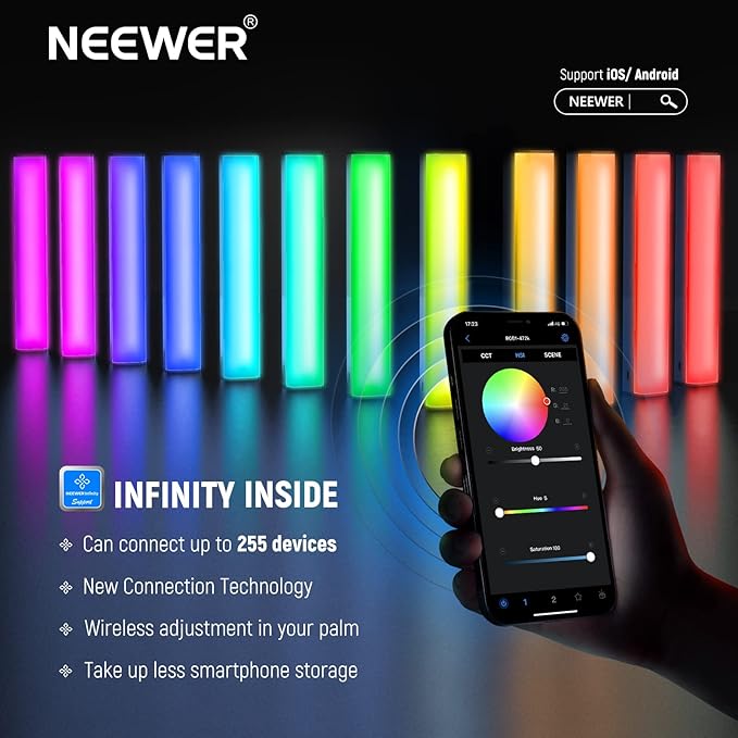 NEEWER RGB LED Video Light Stick, Touch Bar&APP Control, Magnetic Handheld - Image 3