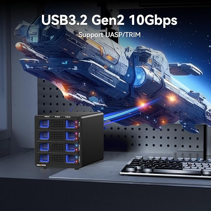 Hybrid 2*2.5/3.5" SATA HDD/SSD+6* M / B+M Key M.2 NVMe Enclosure - Image 4