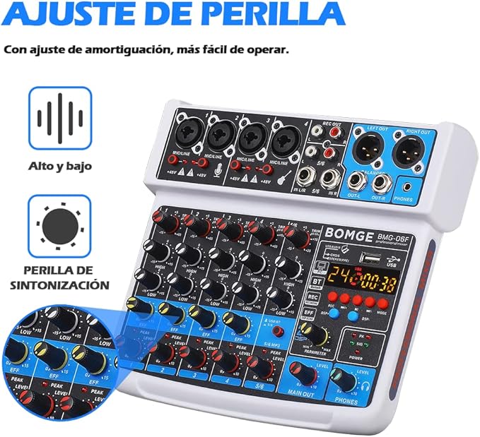 BOMGE 6 Channel mini DJ Audio sound mixer console - Image 4