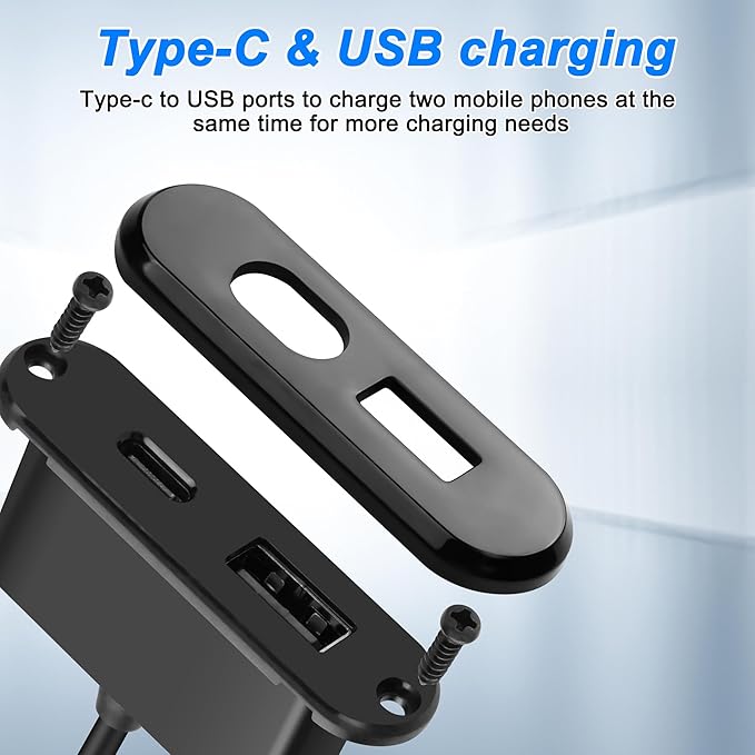 XMSJSIY USB USB C Desk Power Grommet Outlet 5V/2A USB/Type-C Embedded Charging - Image 4