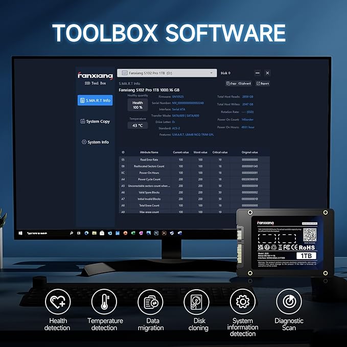 S101 512GB SSD SATA III 6Gb/s 2.5" Internal Solid State Drive, Read Speed up to - Image 5