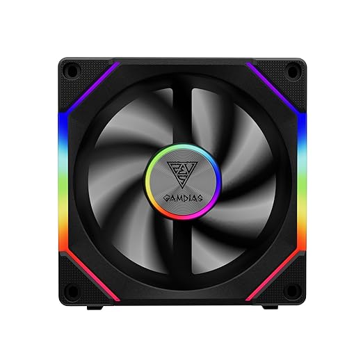 GAMDIAS 120mm ARGB PWM Case Fan, 2 Blades in 1 Fan Pack, Sync by GAMDIAS