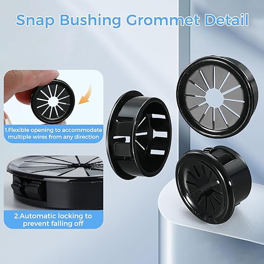 25 Pcs Cable Grommet, Snap Bushing 1-1/8" Mounting Diameter, Flexible - Image 3
