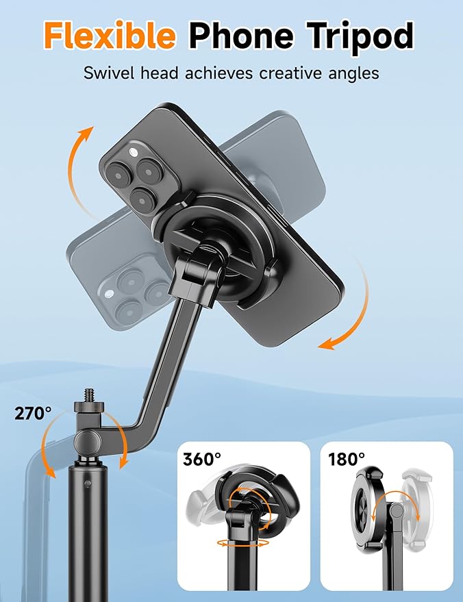 Magnetic Phone Tripod, Portable Cellphone Stand - Image 6
