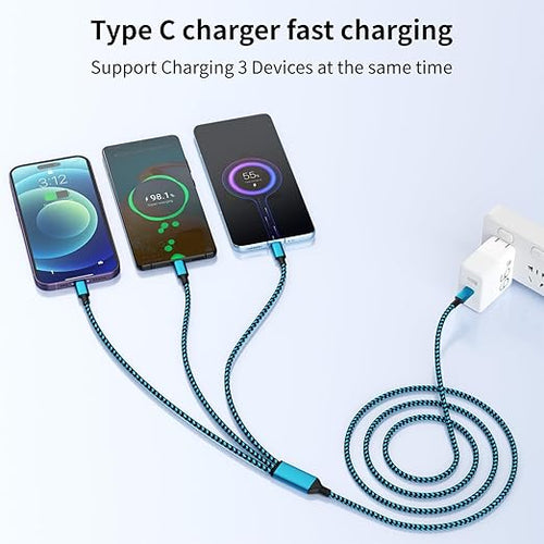 100W USB C Multi Charging Cable, 3 in 1 USB C Cable Fast Charging - Image 2