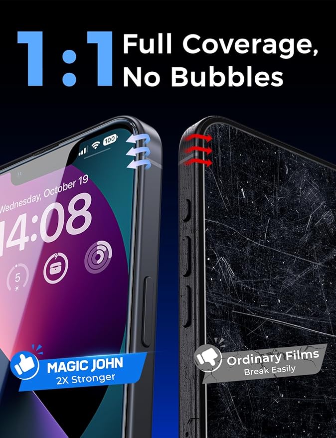 MAGIC JOHN 2 Pack for iPhone 13/14& iPhone 13 Pro 6.1 inch Tempered Glass - Image 7