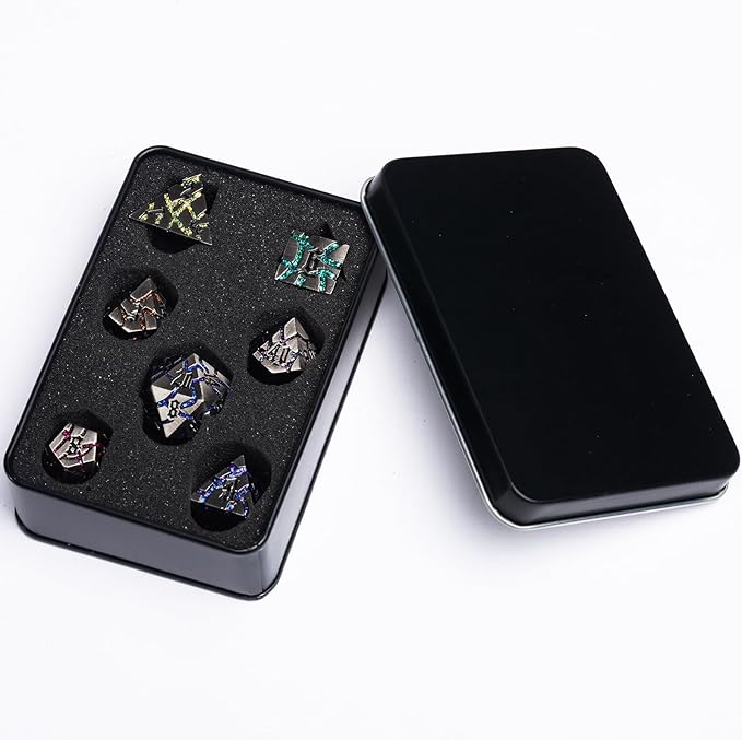Metal Dice Set D&D, Crack Metallic DND Dice Set - Image 6