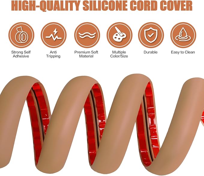 Floor Cord Cover Self Adhesive Cord Hider, 3.3FT Cable Management, Extension - Image 3