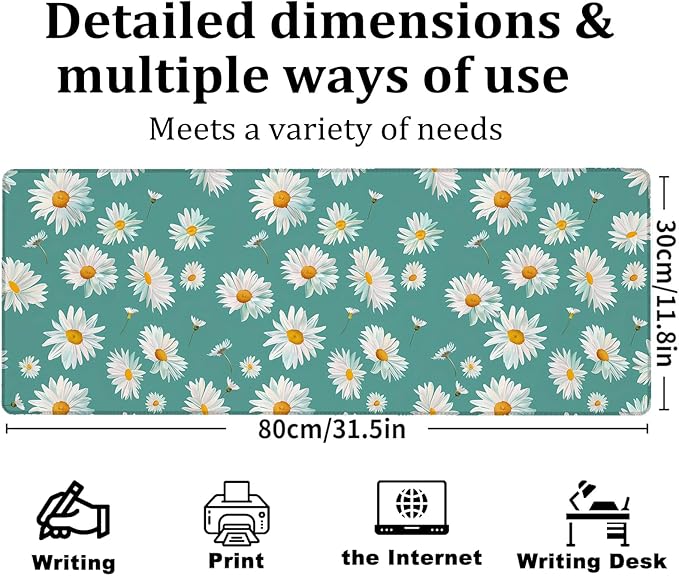 Daisy Gaming Mouse Pad, Large Office Desk Mat, Anti-Slip Rubber Base Mousepad - Image 3