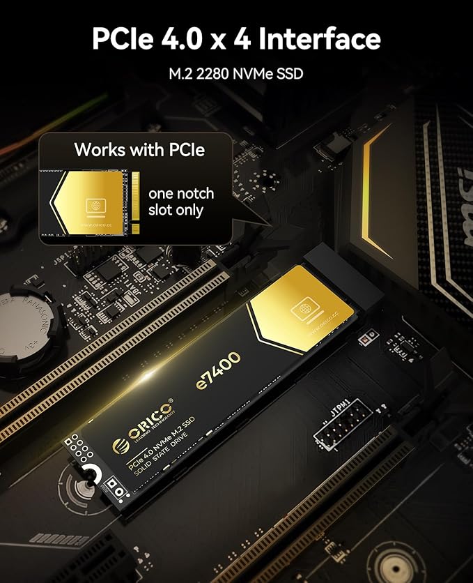 ORICO 1TB NVMe SSD PCIe 4.0- Up to 7400MB/s, M.2 2280 PCIe 4.0X4 Internal Solid - Image 3