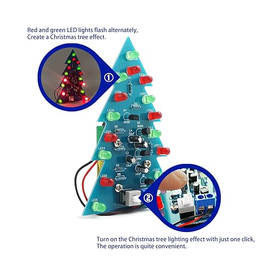 Soldering Practice Kit DIY Mini 2-Color Xmas Tree Plug-in Circuit Kit Learn - Image 4