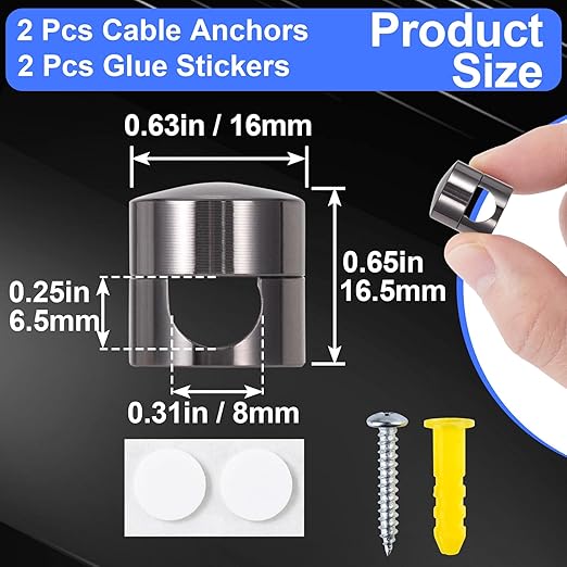 2 Sets Charger Holders for Cords, Adhesive Metal Cord Clips, Cable Management - Image 2