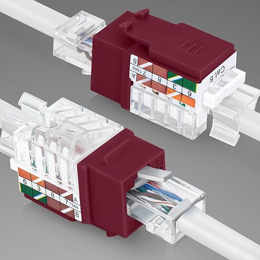 Everest 45° Angled RJ45 Cat6A Keystone Jacks 50-Pack in Red - Image 8