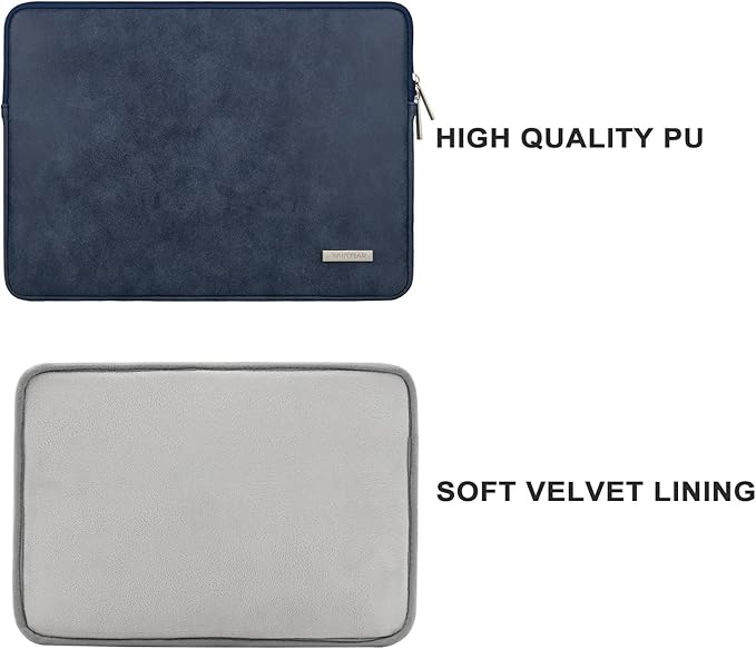 RAINYEAR 16 Inch Laptop Sleeve PU Suede Leather Case Protective Padded Cover - Image 2