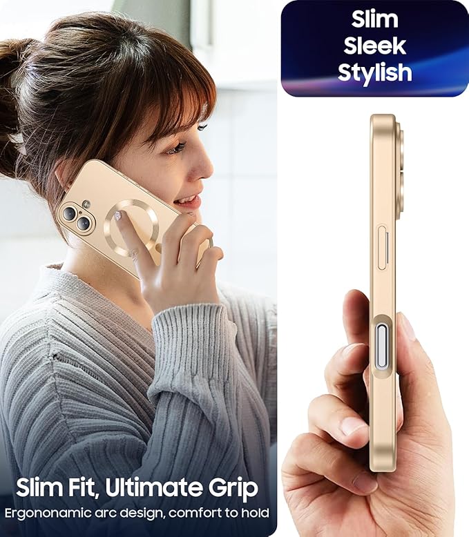 Magnetic for iPhone 16 Plus Case Slim Soft Silicone Bumper Shockproof Metallic - Image 7