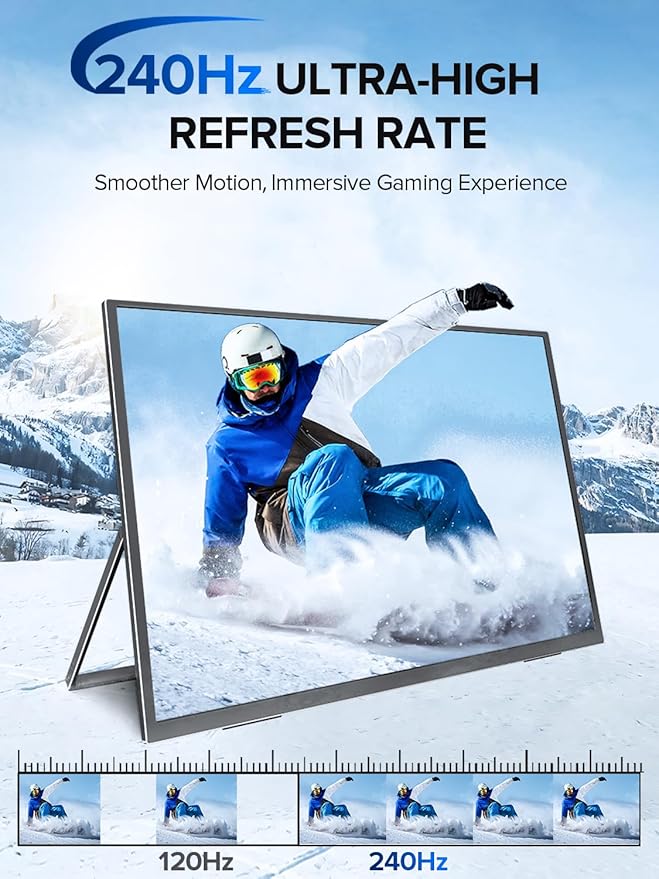 UPERFECT 24.5" Portable Monitor 240Hz Gaming Monitor 1200:1 Contrast FreeSync - Image 3