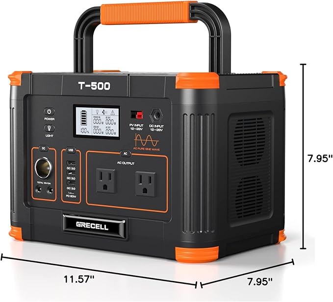 500W Portable Power Station, GRECELL Solar Generator 519Wh Lithium Battery - Image 10
