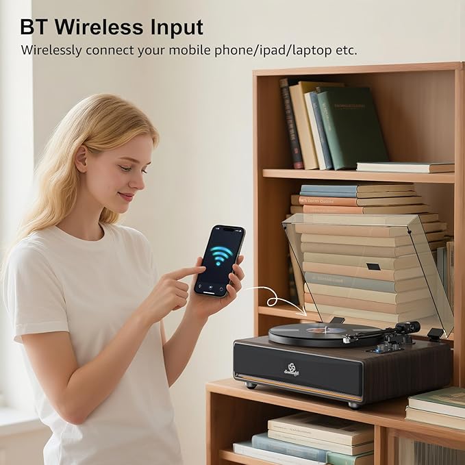 Vinyl Record Player Built in HiFi Stereo Speakers BT Wireless Input Belt Drive - Image 6