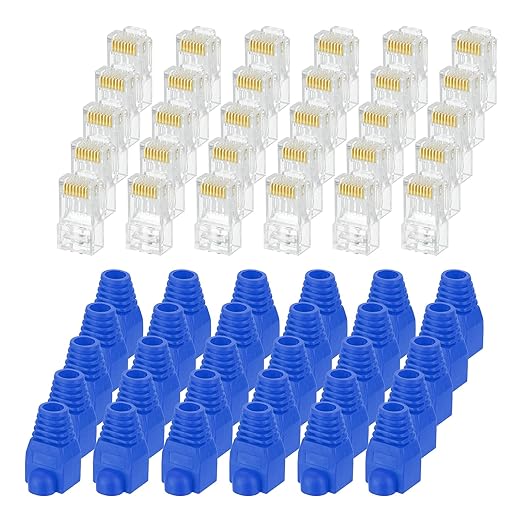 MECCANIXITY 100pcs Cat6 RJ45 Pass Through Connectors, RJ45 Connector 8P8C Gold by MECCANIXITY