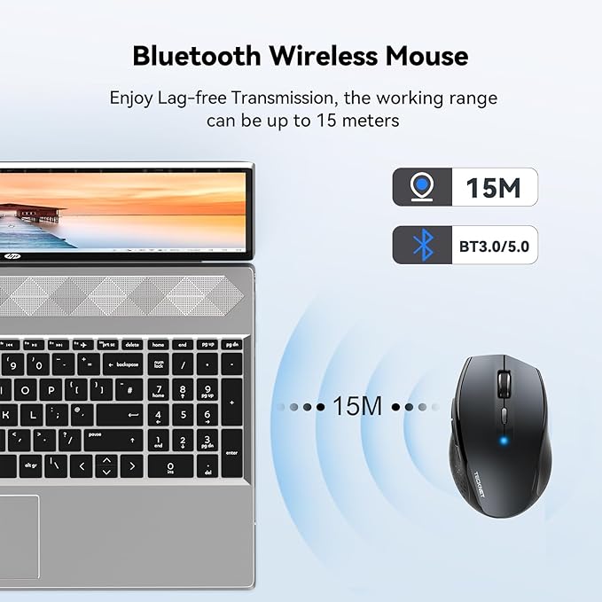 TECKNET Bluetooth Mouse, 4800 DPI Wireless Mouse, 2-Year Battery 6 Adjustable - Image 4