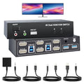 HDMI KVM Switch 2 Monitors 2 Computers 4K@60Hz USB 3.0 KVM Switcher Share Dual by BolAAzuL