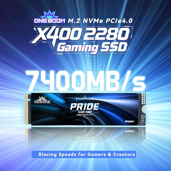 KingSpec OneBoom X400 4TB M.2 SSD Gen4 7300MB/s, TLC 3D NAND Internal NVMe SSD - Image 2