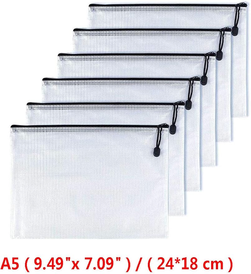 Oaimyy-A5, Plastic Mesh Zipper Pouch Document Folders Bag & Zip File Folders - Image 2