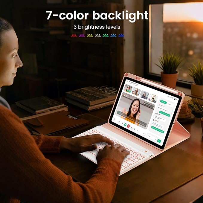 Keyboard Case for iPad Air 11-inch M2/Air 5th 4th Generation, 7-Color Backlit - Image 5