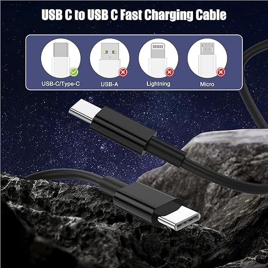 3-Pack Black 60W USB C to USB C Cable, Type C Fast Charging Cable - Image 4