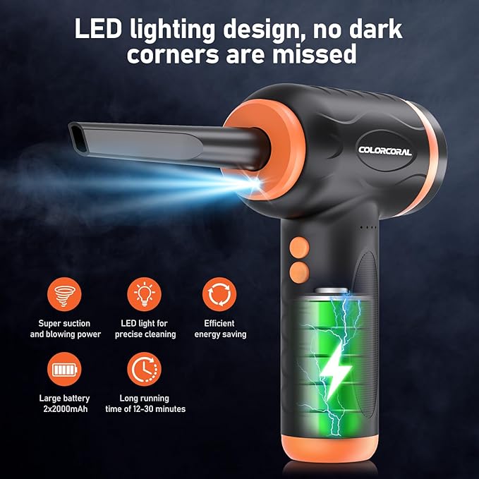COLORCORAL 12-in-1 Cordless Compressed Air Duster - Image 4