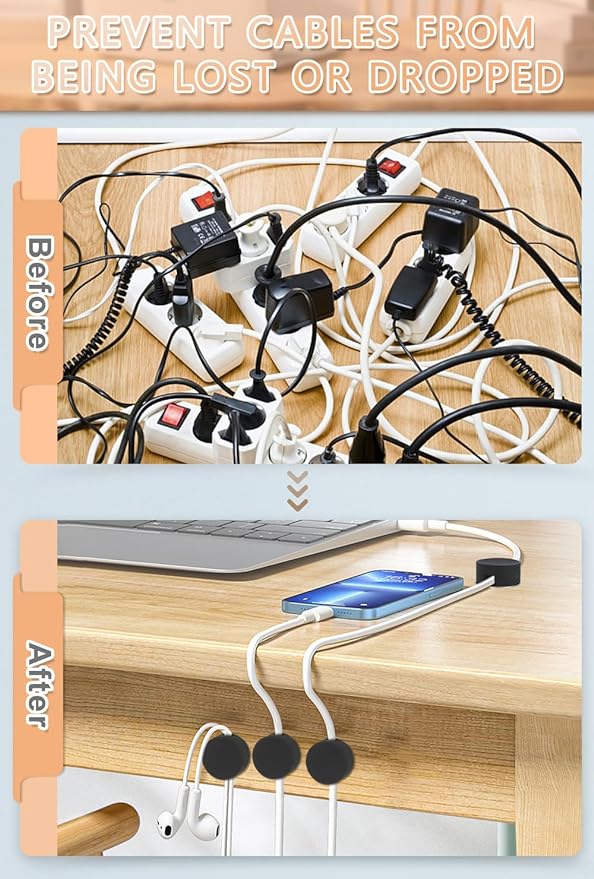 Maveek 5 Pcs Magnetic Cord Holder Cable Management, Strong Cable Clips Magnets - Image 4